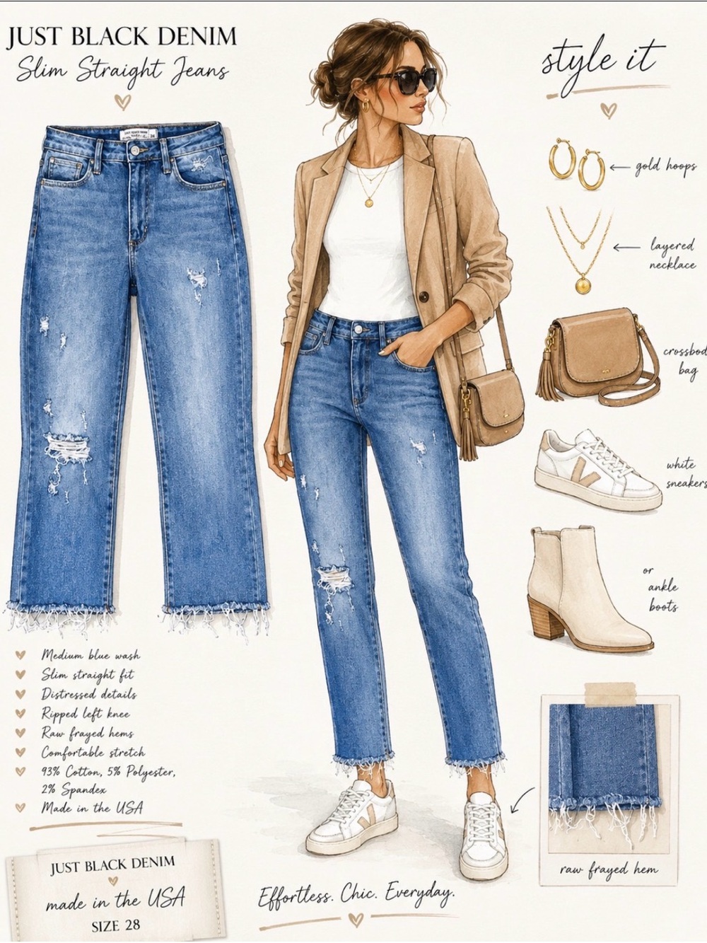 Just Black Light Blue Distressed Straight Leg Jeans